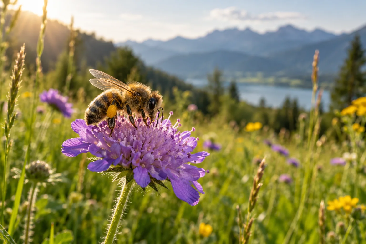 Symbolbild: Biene auf einer Wildblüte